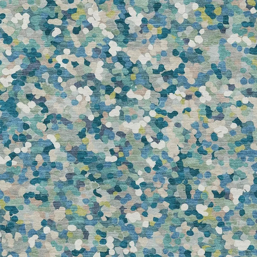 10' X 14' Teal Blue And Blue Geometric Washable Indoor Outdoor Area Rug Homeroots Outdoor