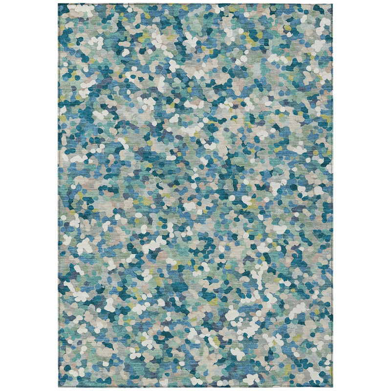 10' X 14' Teal Blue And Blue Geometric Washable Indoor Outdoor Area Rug Homeroots Outdoor