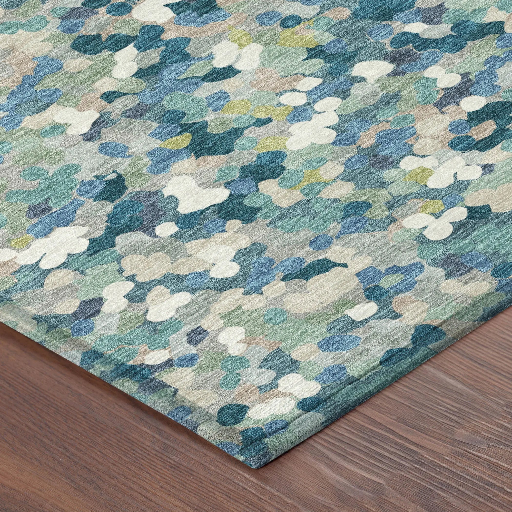 10' X 14' Teal Blue And Blue Geometric Washable Indoor Outdoor Area Rug Homeroots Outdoor