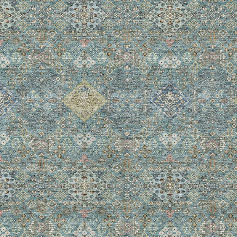 10' X 14' Teal Blue And Blue Oriental Washable Indoor Outdoor Area Rug Homeroots Outdoor