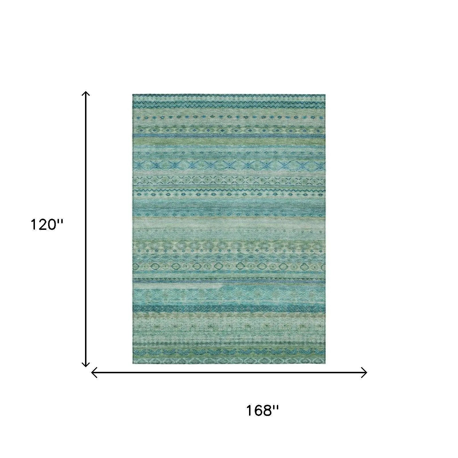 10' X 14' Teal Blue And Blue Striped Washable Indoor Outdoor Area Rug Homeroots Outdoor