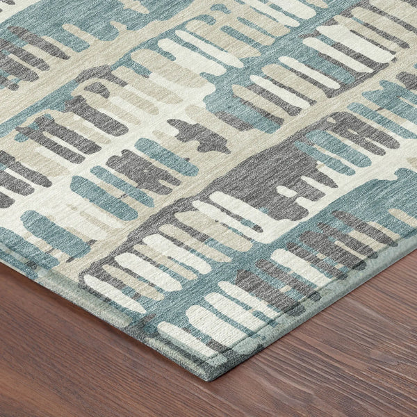 10' X 14' Teal Blue And Brown Abstract Washable Indoor Outdoor Area Rug Homeroots Outdoor