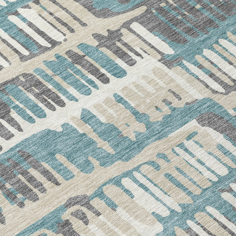 10' X 14' Teal Blue And Brown Abstract Washable Indoor Outdoor Area Rug Homeroots Outdoor