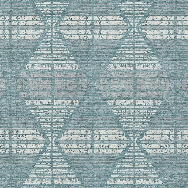 10' X 14' Teal Blue And Brown Geometric Washable Indoor Outdoor Area Rug Homeroots Outdoor