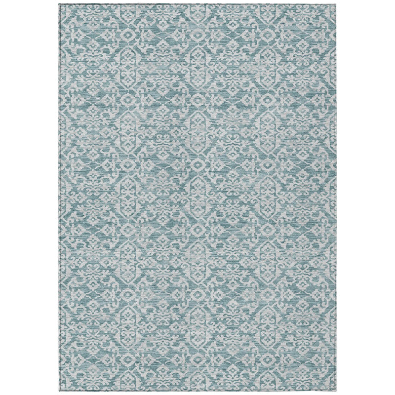 10' X 14' Teal Blue And Brown Oriental Washable Indoor Outdoor Area Rug Homeroots Outdoor