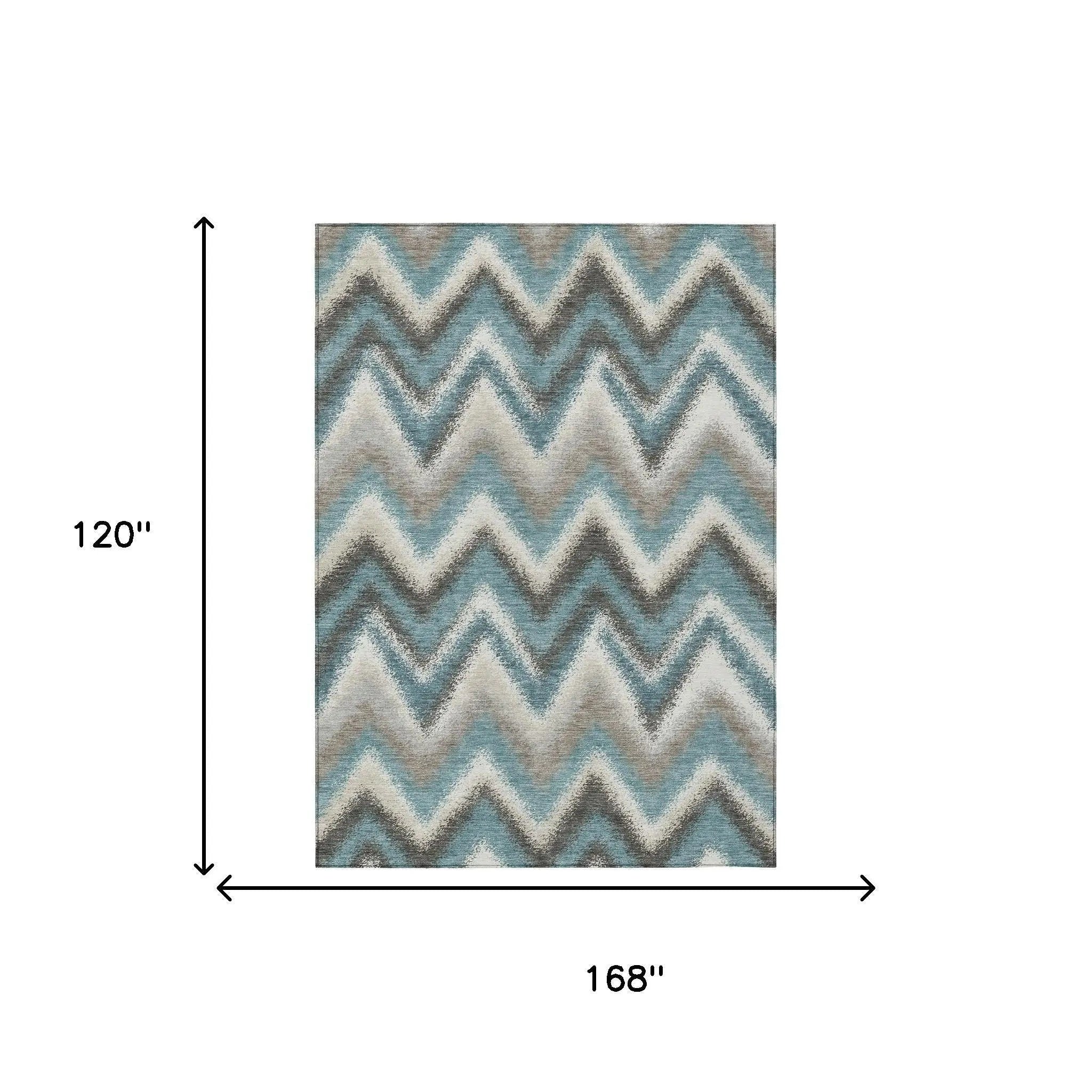 10' X 14' Teal Blue And Charcoal Geometric Washable Indoor Outdoor Area Rug Homeroots Outdoor