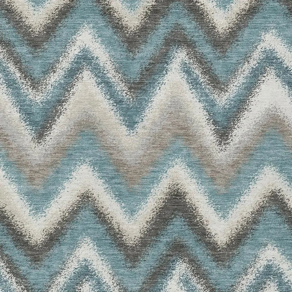 10' X 14' Teal Blue And Charcoal Geometric Washable Indoor Outdoor Area Rug Homeroots Outdoor