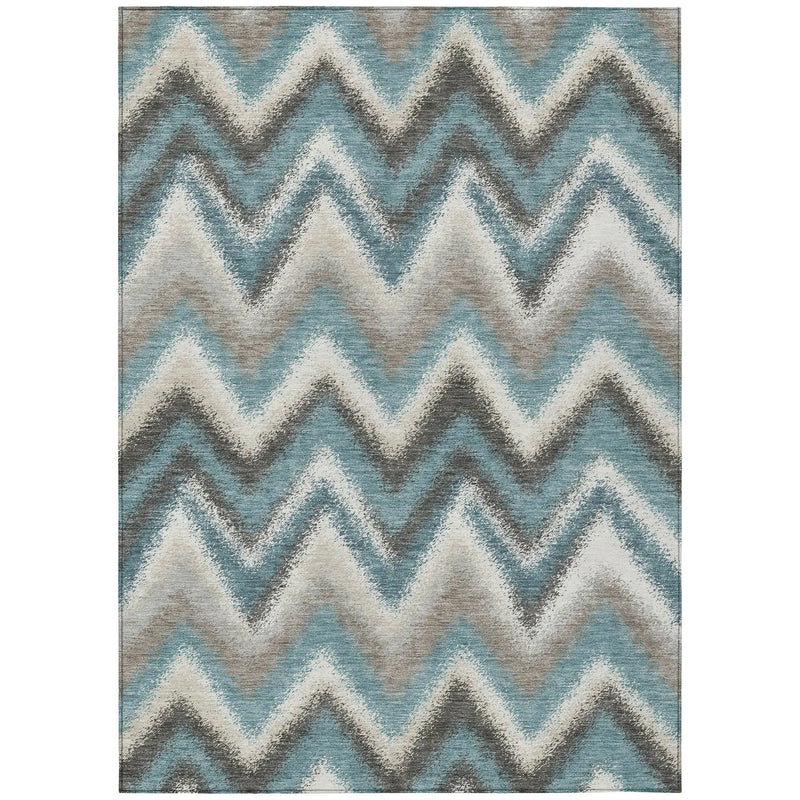 10' X 14' Teal Blue And Charcoal Geometric Washable Indoor Outdoor Area Rug Homeroots Outdoor