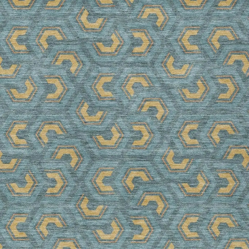 10' X 14' Teal Blue And Copper Geometric Washable Indoor Outdoor Area Rug Homeroots Outdoor