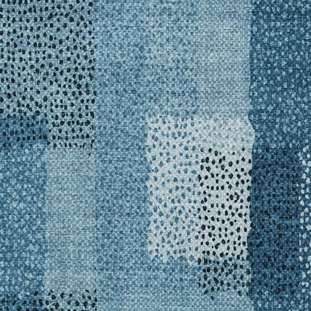 10' X 14' Teal Blue And Denim Blue Abstract Washable Indoor Outdoor Area Rug Homeroots Outdoor