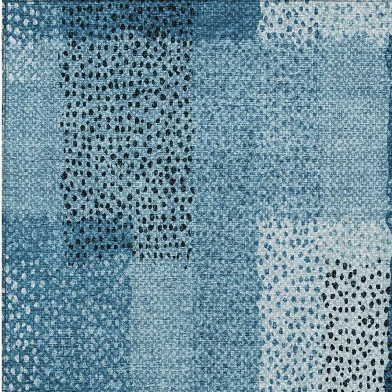 10' X 14' Teal Blue And Denim Blue Abstract Washable Indoor Outdoor Area Rug Homeroots Outdoor