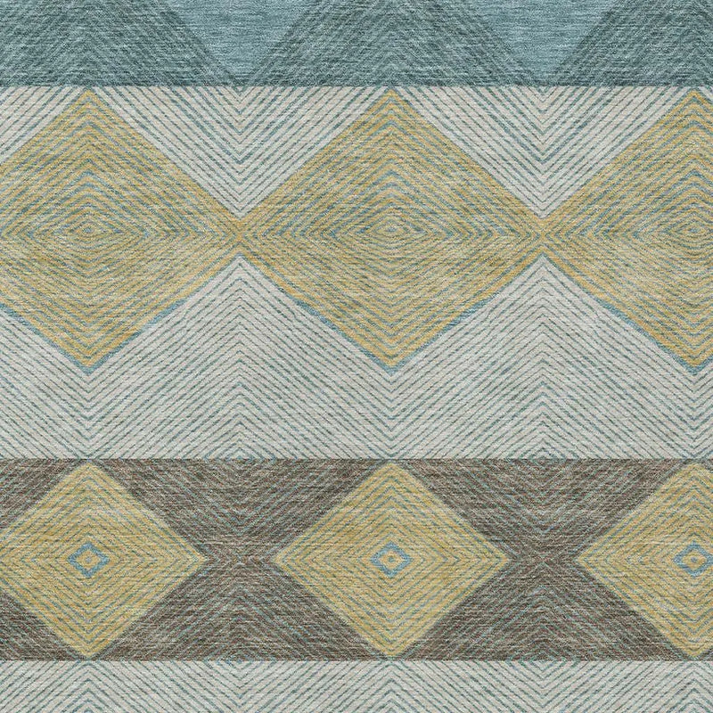 10' X 14' Teal Blue And Gold Geometric Washable Indoor Outdoor Area Rug Homeroots Outdoor
