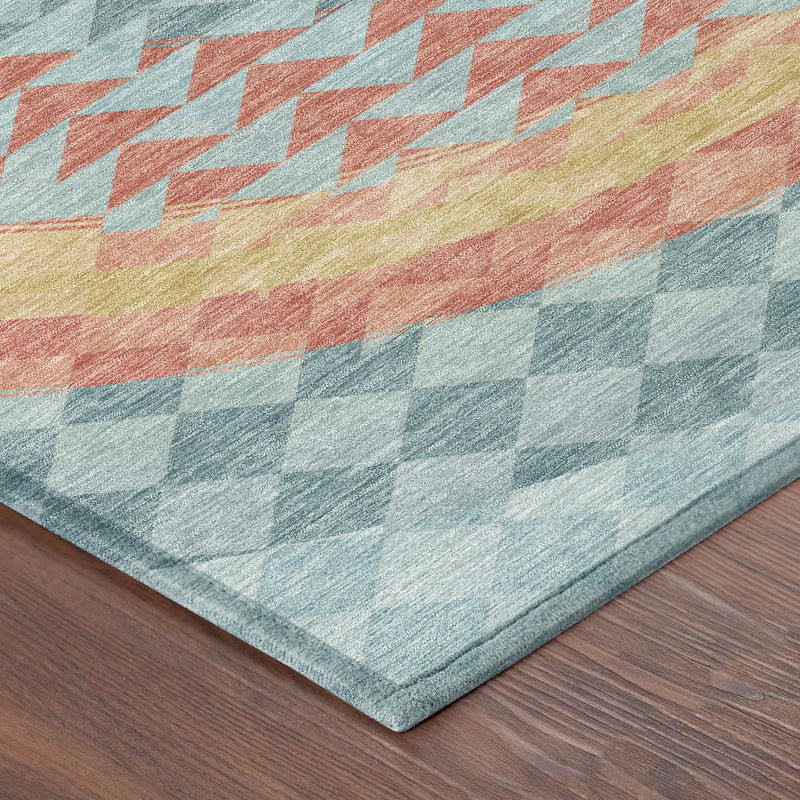 10' X 14' Teal Blue And Granite Gray Geometric Washable Indoor Outdoor Area Rug Homeroots Outdoor