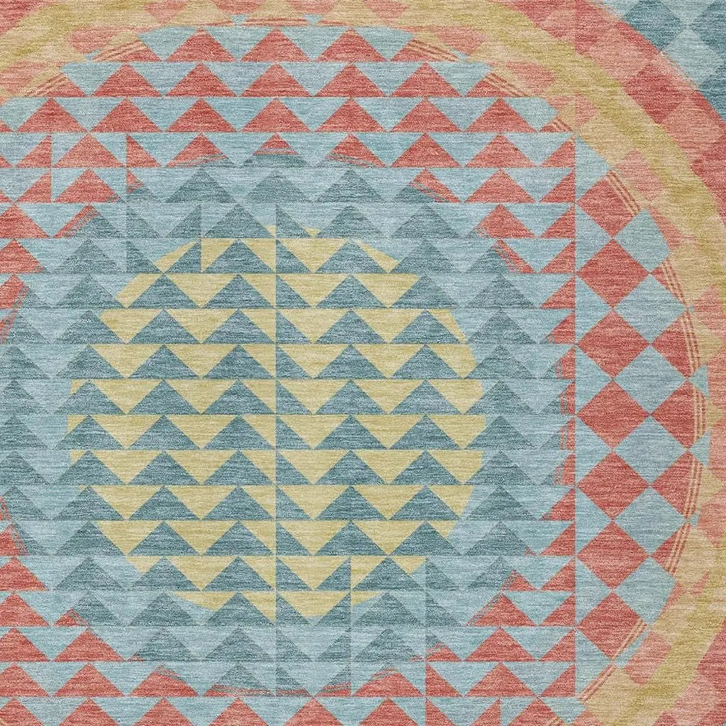 10' X 14' Teal Blue And Granite Gray Geometric Washable Indoor Outdoor Area Rug Homeroots Outdoor
