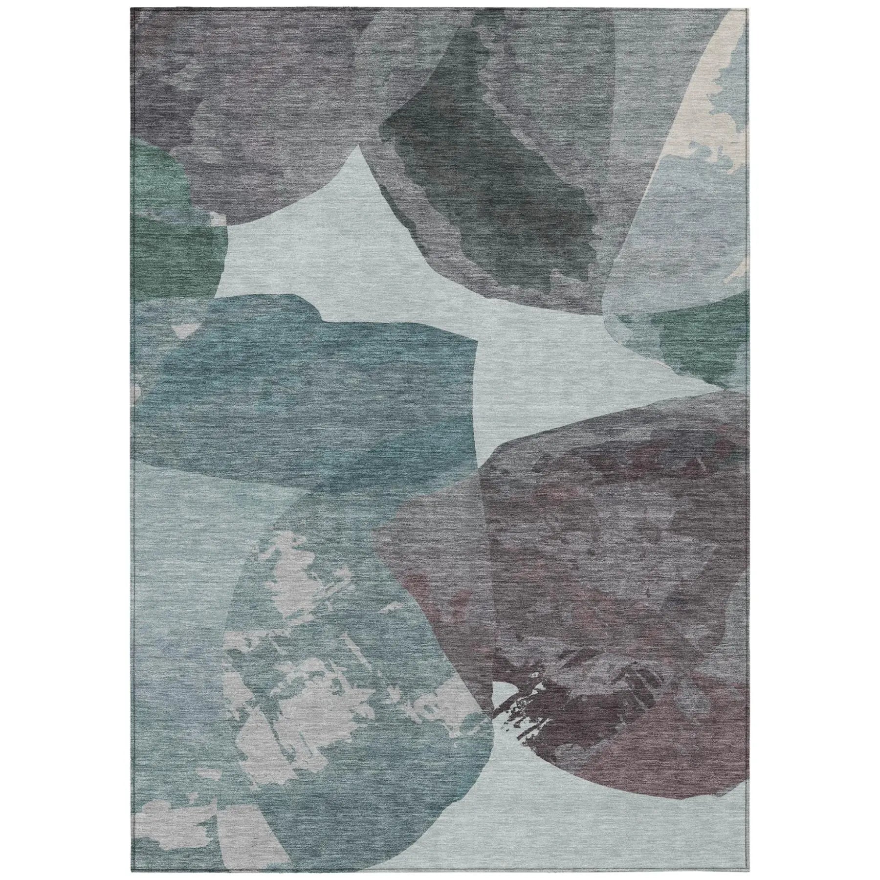 10' X 14' Teal Blue And Graphite Abstract Washable Indoor Outdoor Area Rug Homeroots Outdoor