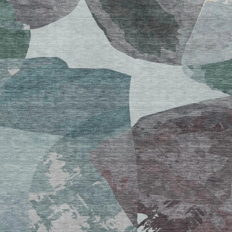 10' X 14' Teal Blue And Graphite Abstract Washable Indoor Outdoor Area Rug Homeroots Outdoor