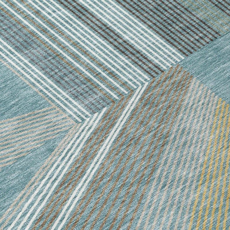 10' X 14' Teal Blue And Graphite Geometric Washable Indoor Outdoor Area Rug Homeroots Outdoor