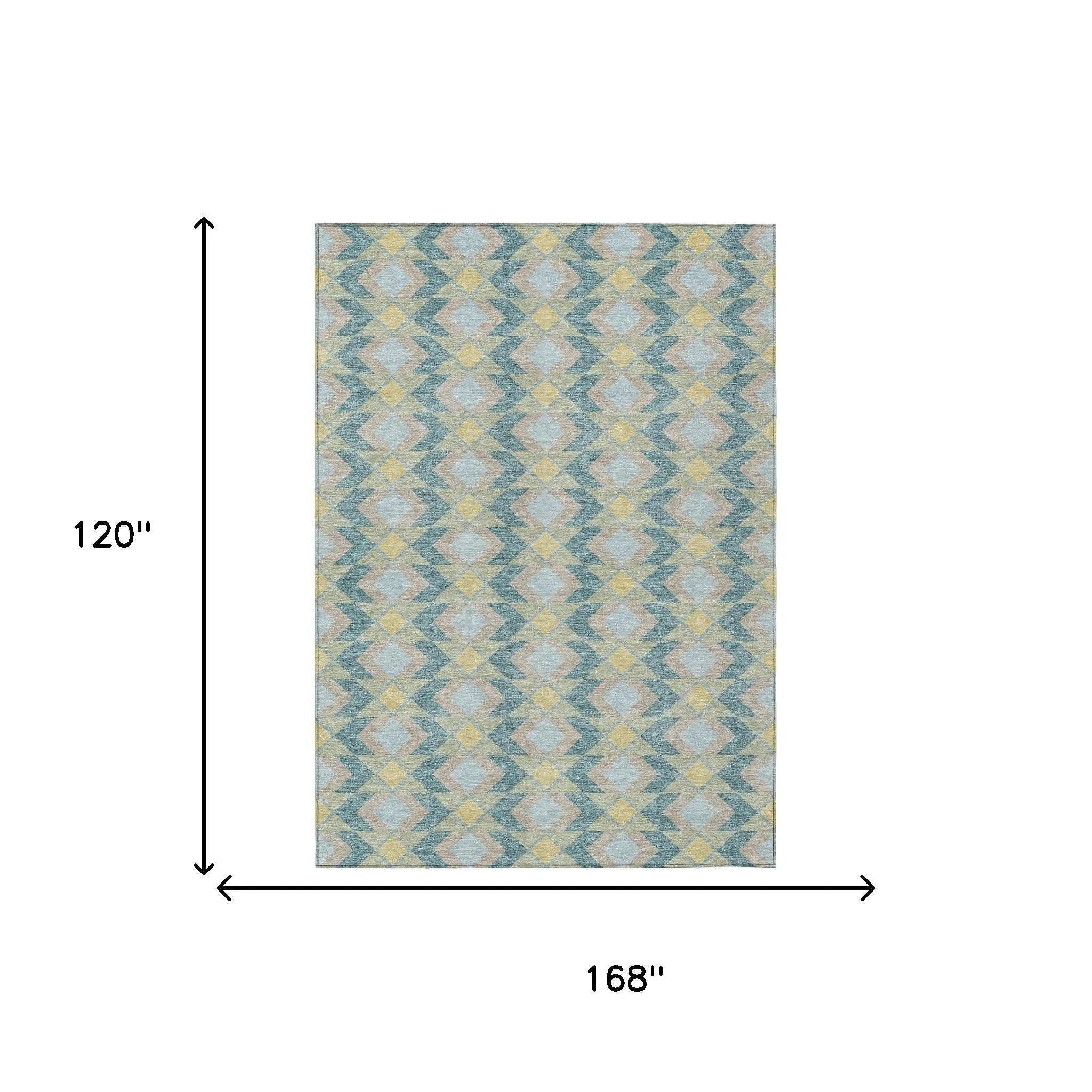 10' X 14' Teal Blue And Graphite Geometric Washable Indoor Outdoor Area Rug Homeroots Outdoor