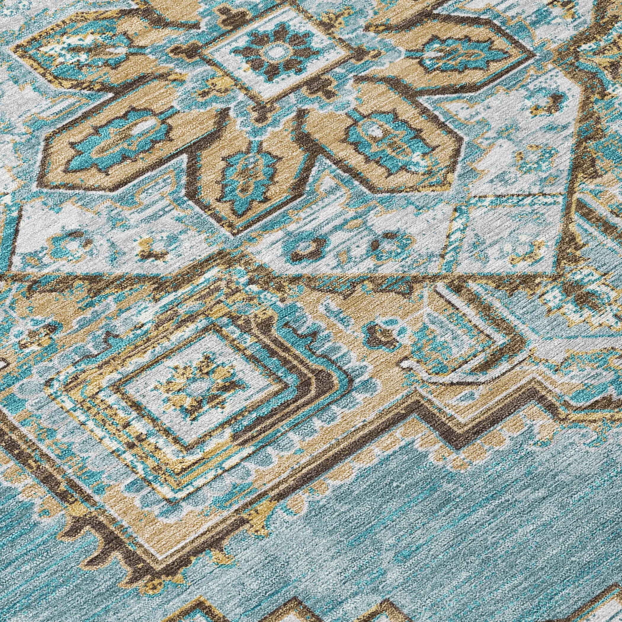 10' X 14' Teal Blue And Graphite Oriental Washable Indoor Outdoor Area Rug Homeroots Outdoor