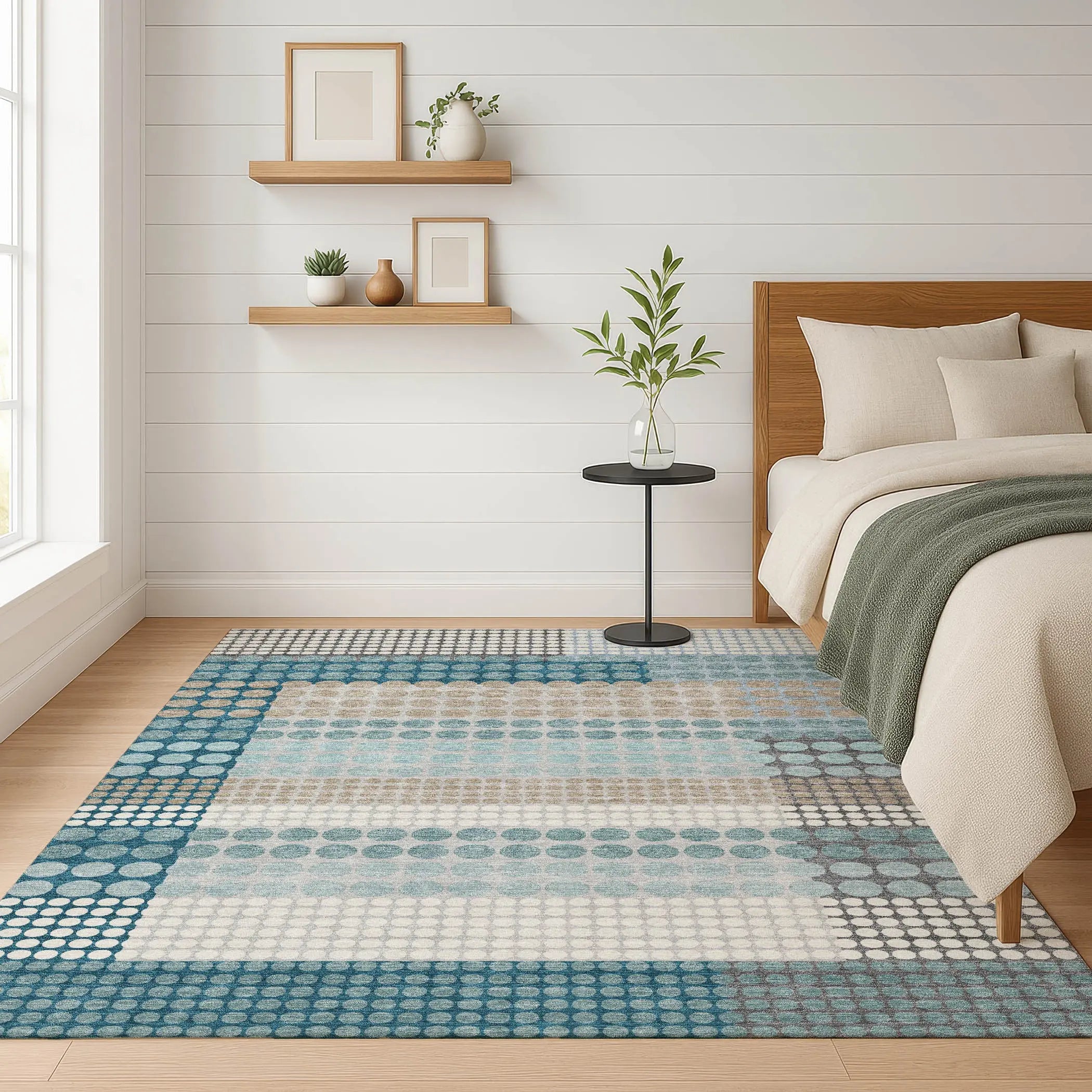 10' X 14' Teal Blue And Gray Geometric Washable Indoor Outdoor Area Rug Homeroots Outdoor