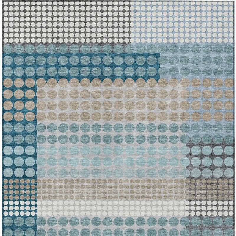 10' X 14' Teal Blue And Gray Geometric Washable Indoor Outdoor Area Rug Homeroots Outdoor