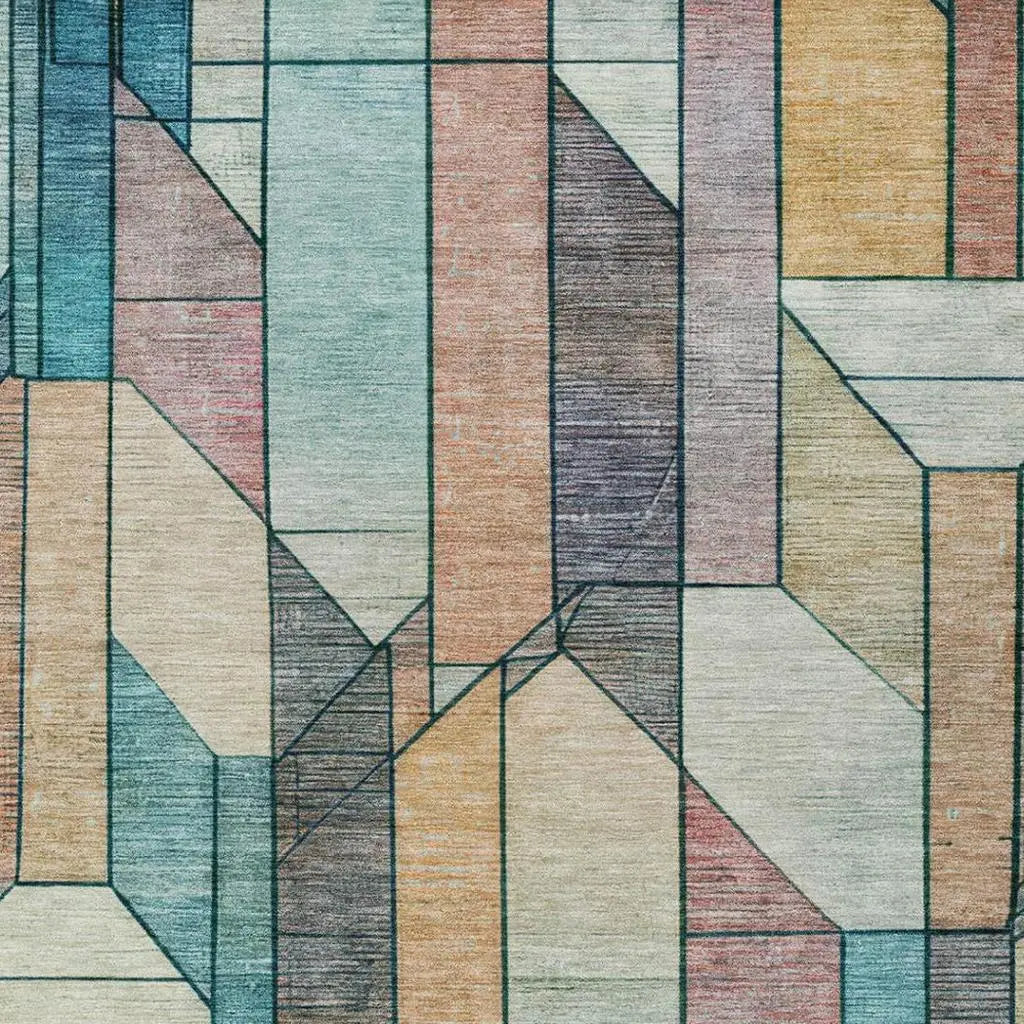 10' X 14' Teal Blue And Gray Geometric Washable Indoor Outdoor Area Rug Homeroots Outdoor