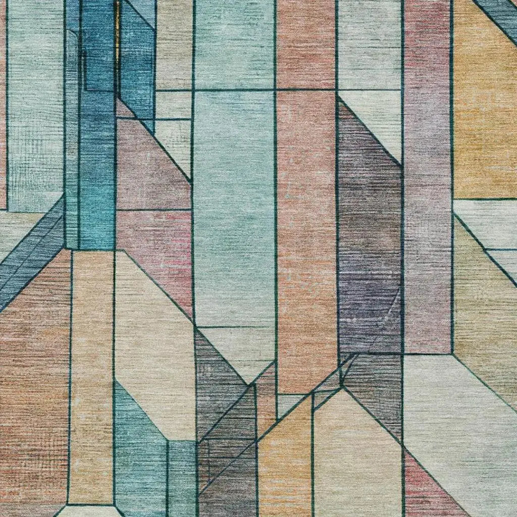 10' X 14' Teal Blue And Gray Geometric Washable Indoor Outdoor Area Rug Homeroots Outdoor