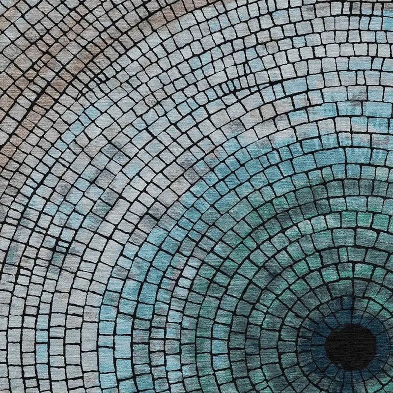 10' X 14' Teal Blue And Gray Geometric Washable Indoor Outdoor Area Rug Homeroots Outdoor