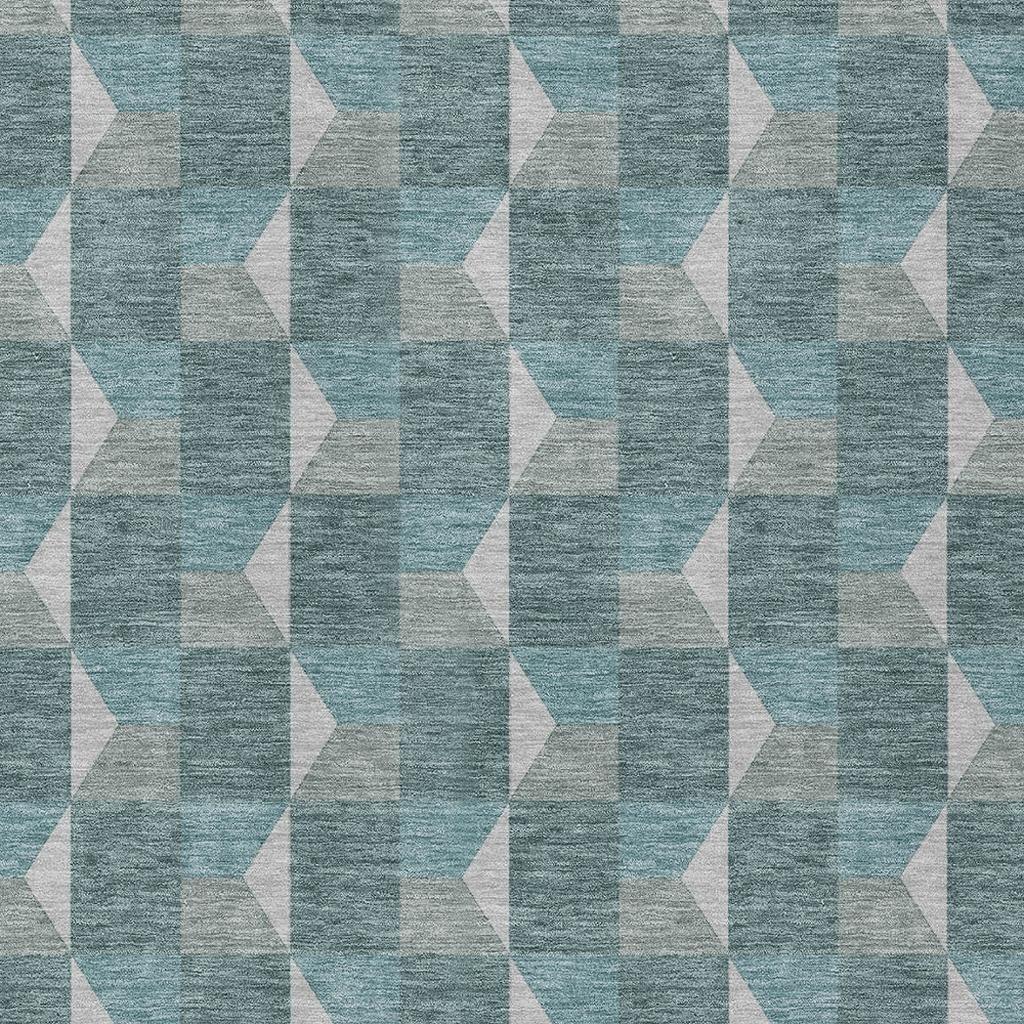 10' X 14' Teal Blue And Gray Geometric Washable Indoor Outdoor Area Rug Homeroots Outdoor