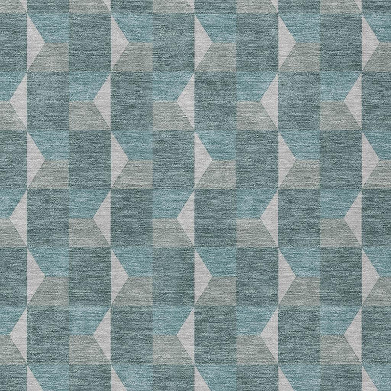 10' X 14' Teal Blue And Gray Geometric Washable Indoor Outdoor Area Rug Homeroots Outdoor
