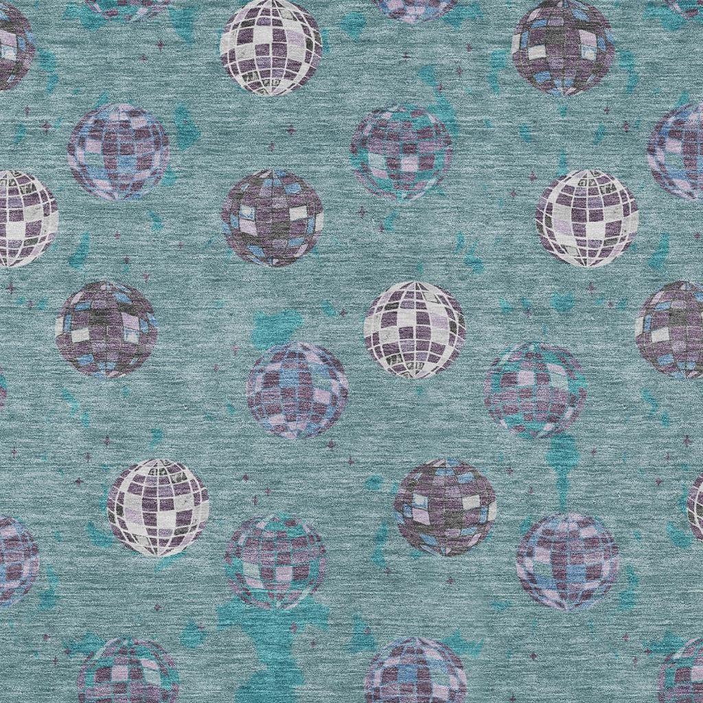 10' X 14' Teal Blue And Gray Geometric Washable Indoor Outdoor Area Rug Homeroots Outdoor