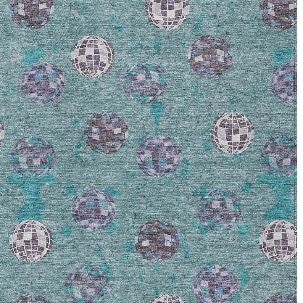 10' X 14' Teal Blue And Gray Geometric Washable Indoor Outdoor Area Rug Homeroots Outdoor