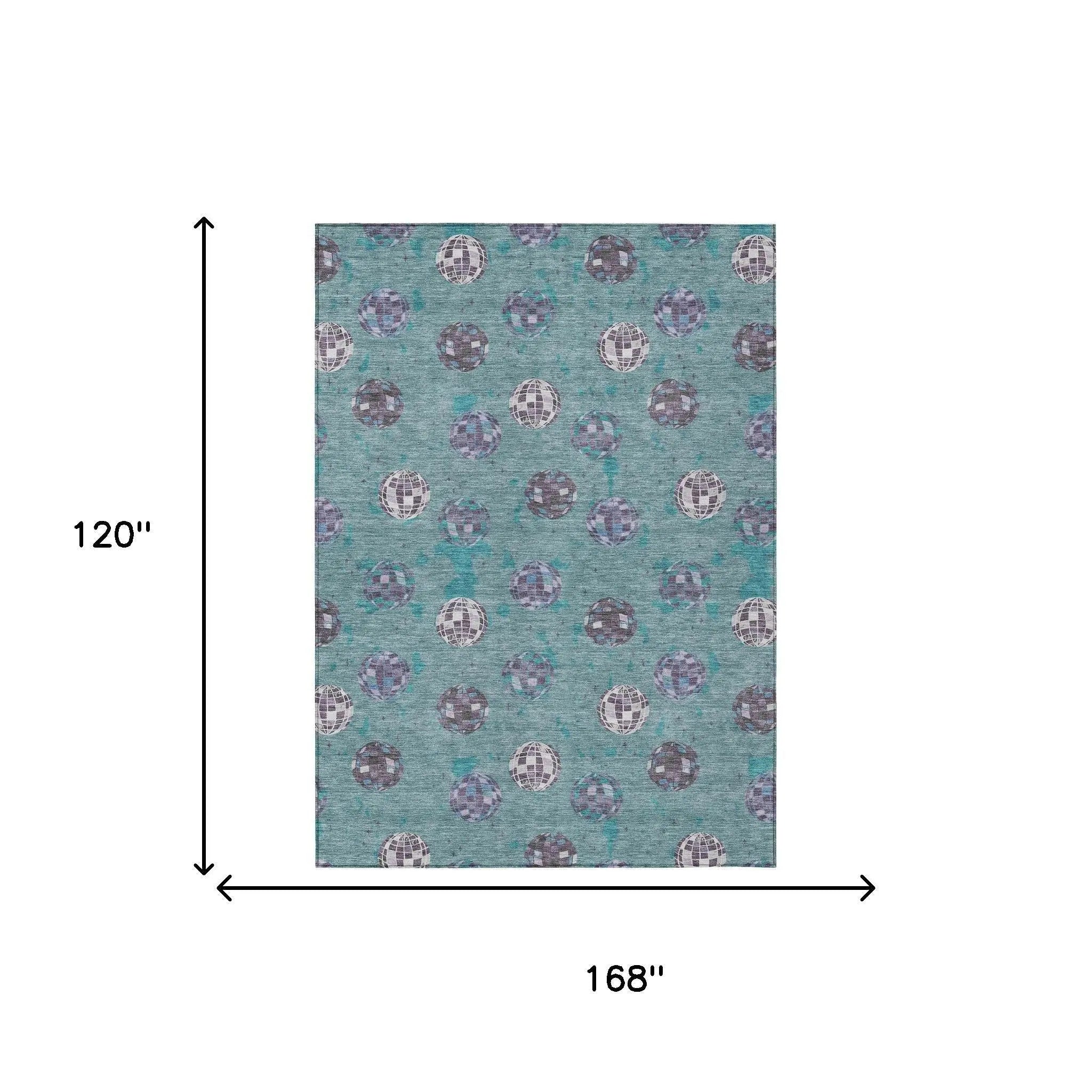 10' X 14' Teal Blue And Gray Geometric Washable Indoor Outdoor Area Rug Homeroots Outdoor
