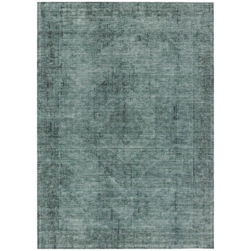 10' X 14' Teal Blue And Gray Oriental Washable Indoor Outdoor Area Rug Homeroots Outdoor