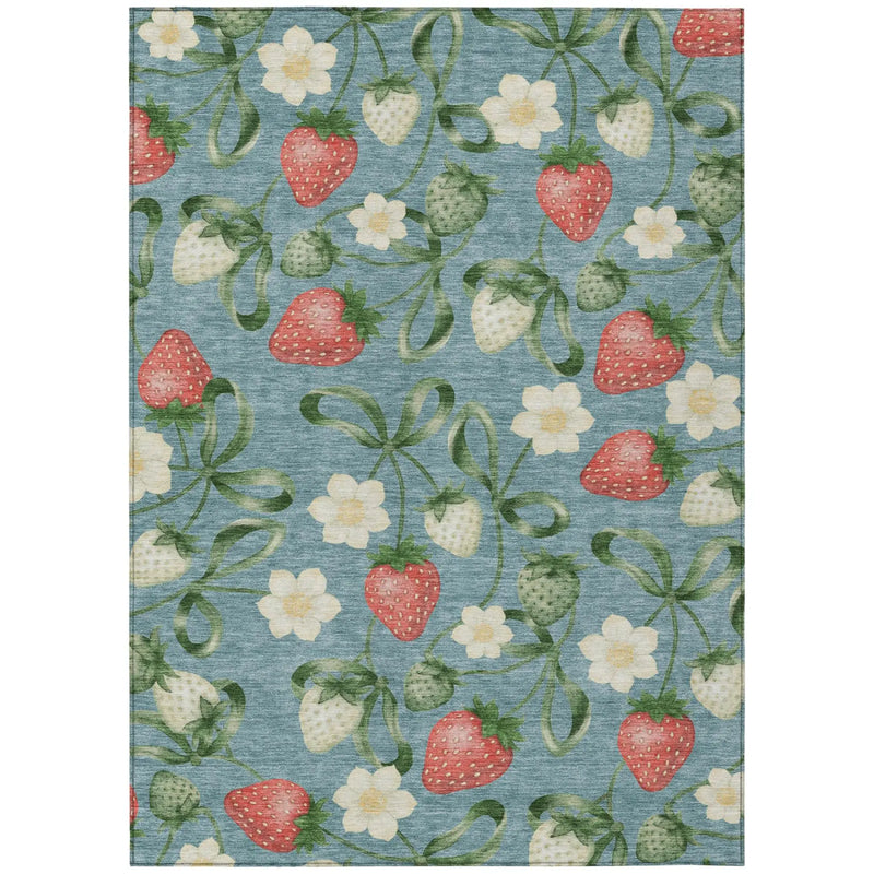 10' X 14' Teal Blue And Green Floral Washable Indoor Outdoor Area Rug Homeroots Outdoor