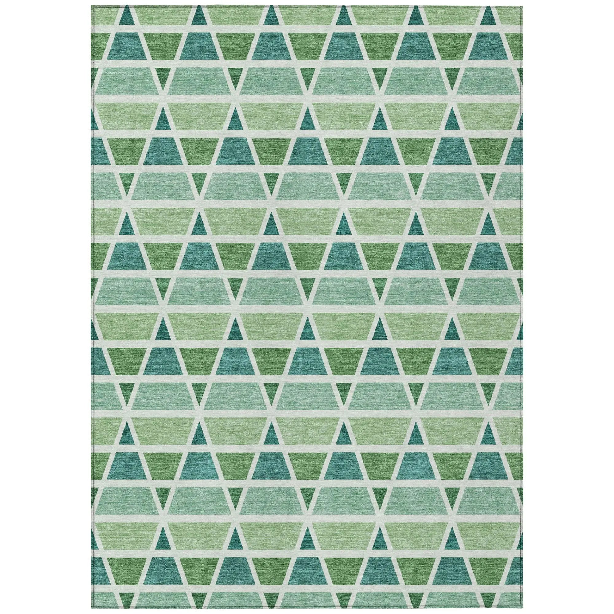 10' X 14' Teal Blue And Green Geometric Washable Indoor Outdoor Area Rug Homeroots Outdoor