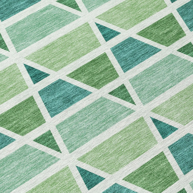 10' X 14' Teal Blue And Green Geometric Washable Indoor Outdoor Area Rug Homeroots Outdoor