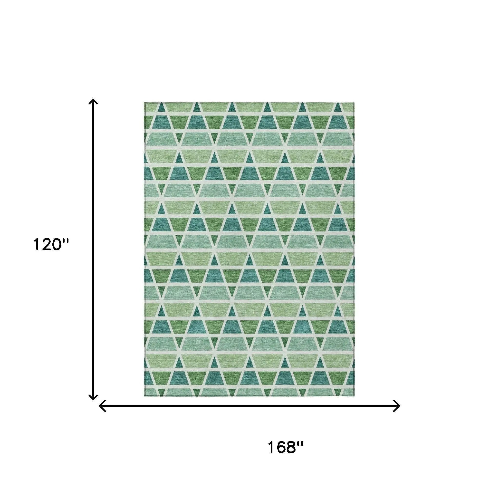 10' X 14' Teal Blue And Green Geometric Washable Indoor Outdoor Area Rug Homeroots Outdoor