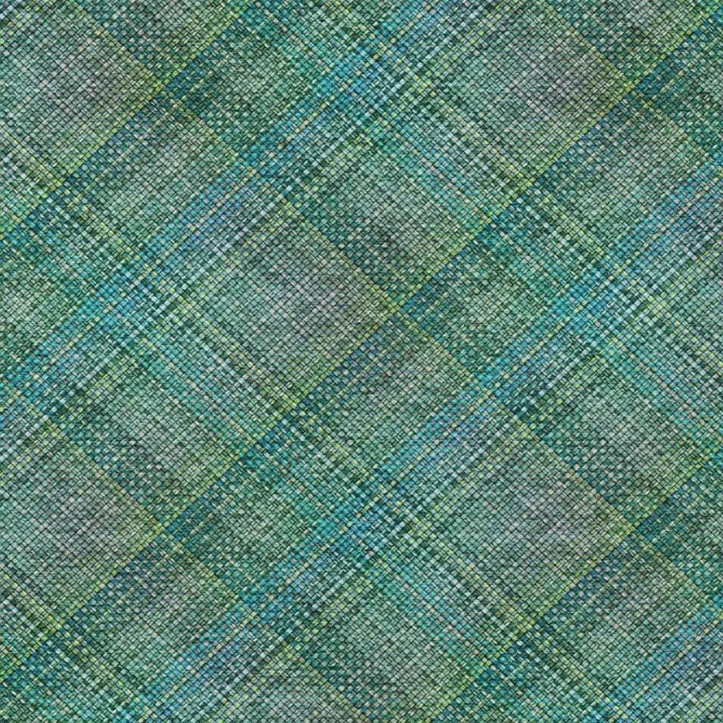10' X 14' Teal Blue And Green Plaid Washable Indoor Outdoor Area Rug Homeroots Outdoor