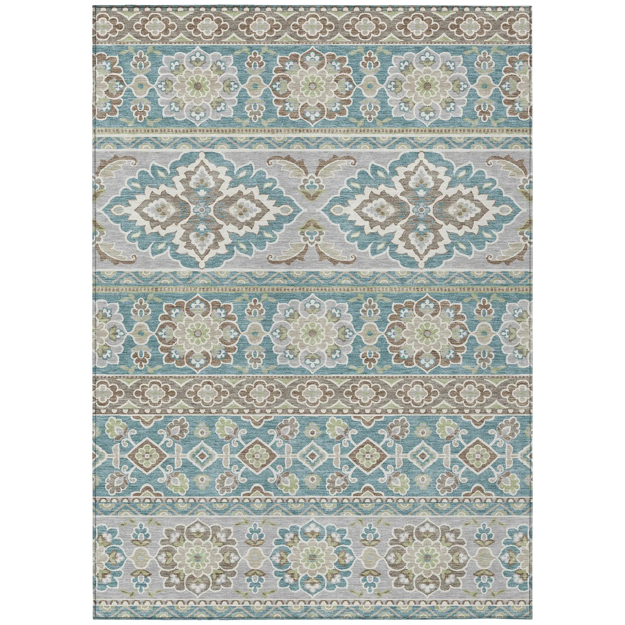 10' X 14' Teal Blue And Green Tribal Washable Indoor Outdoor Area Rug Homeroots Outdoor
