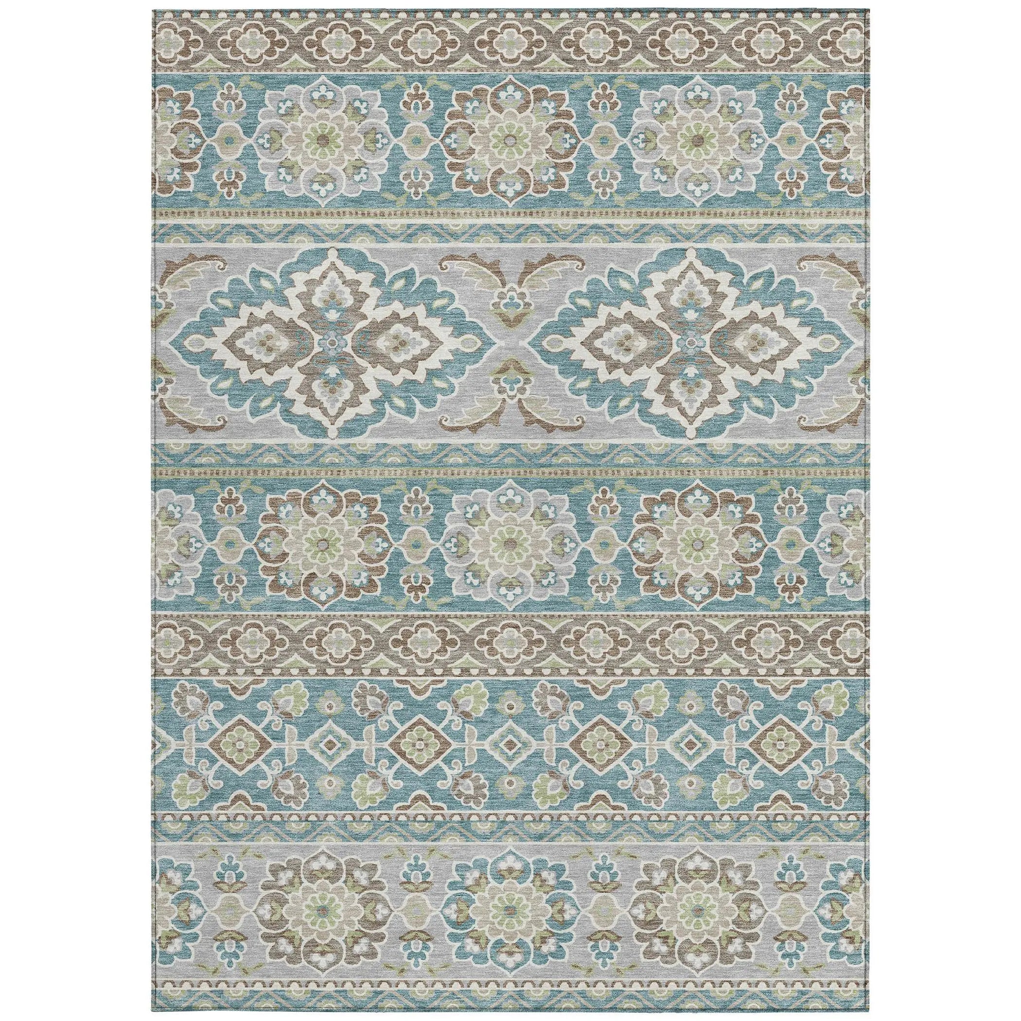 10' X 14' Teal Blue And Green Tribal Washable Indoor Outdoor Area Rug Homeroots Outdoor