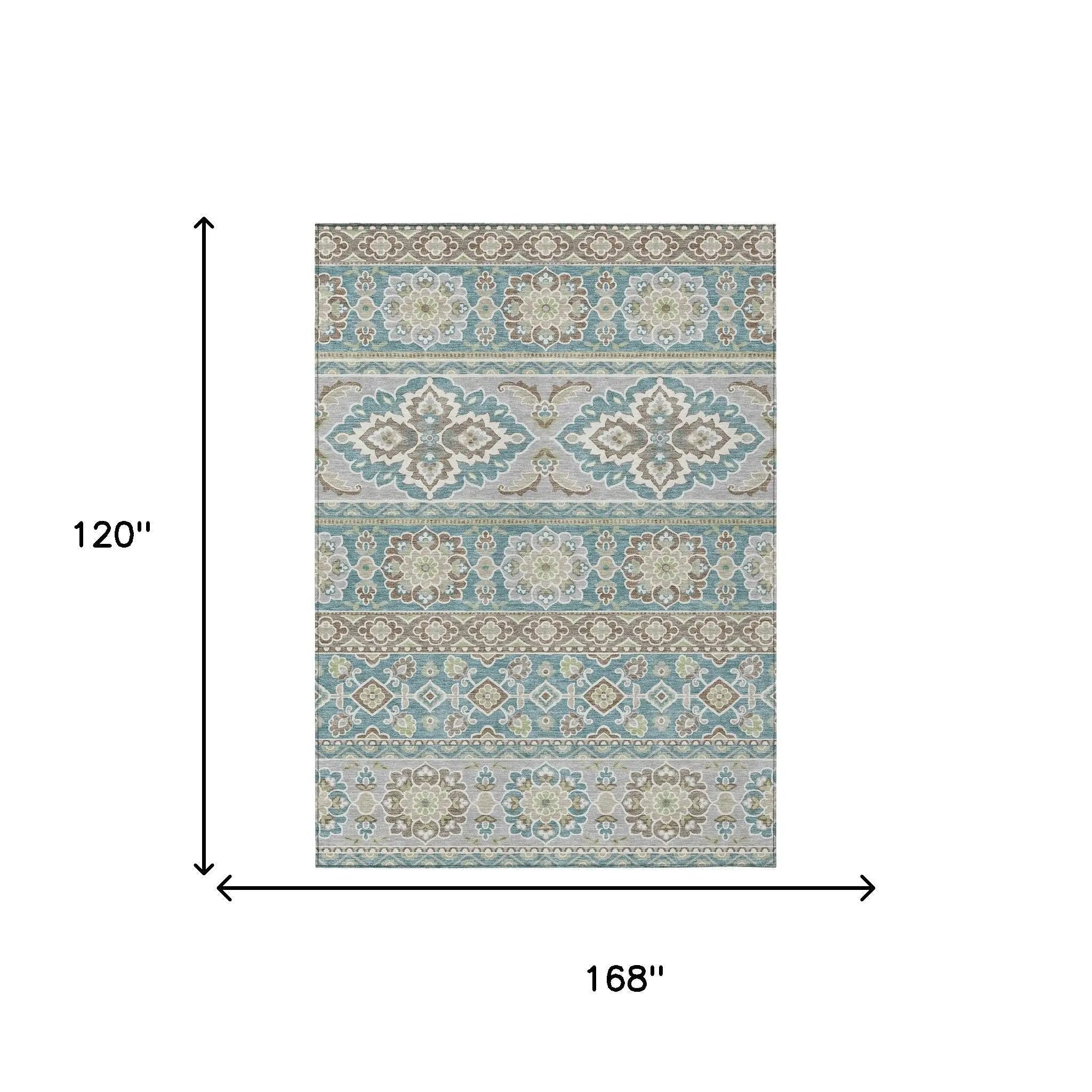 10' X 14' Teal Blue And Green Tribal Washable Indoor Outdoor Area Rug Homeroots Outdoor