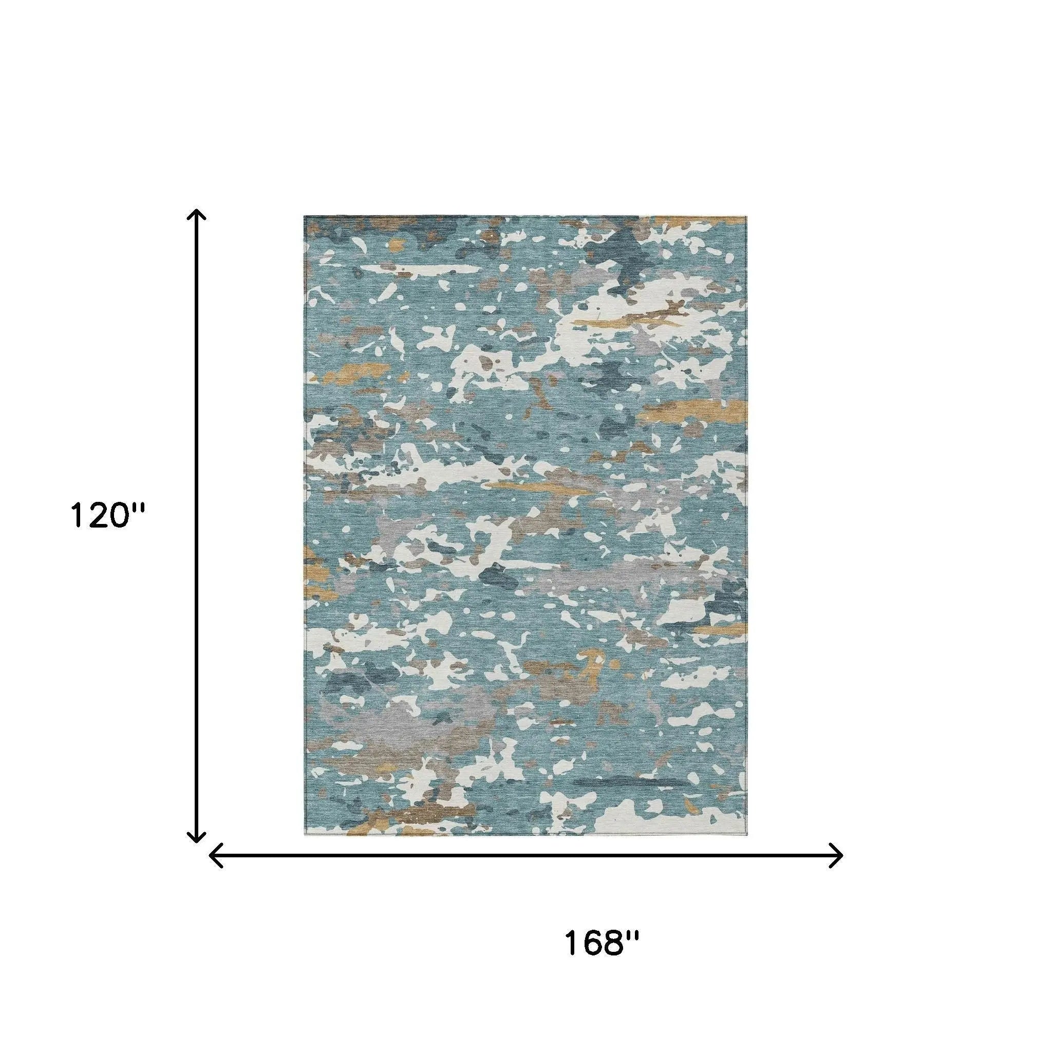 10' X 14' Teal Blue And Ivory Abstract Washable Indoor Outdoor Area Rug Homeroots Outdoor