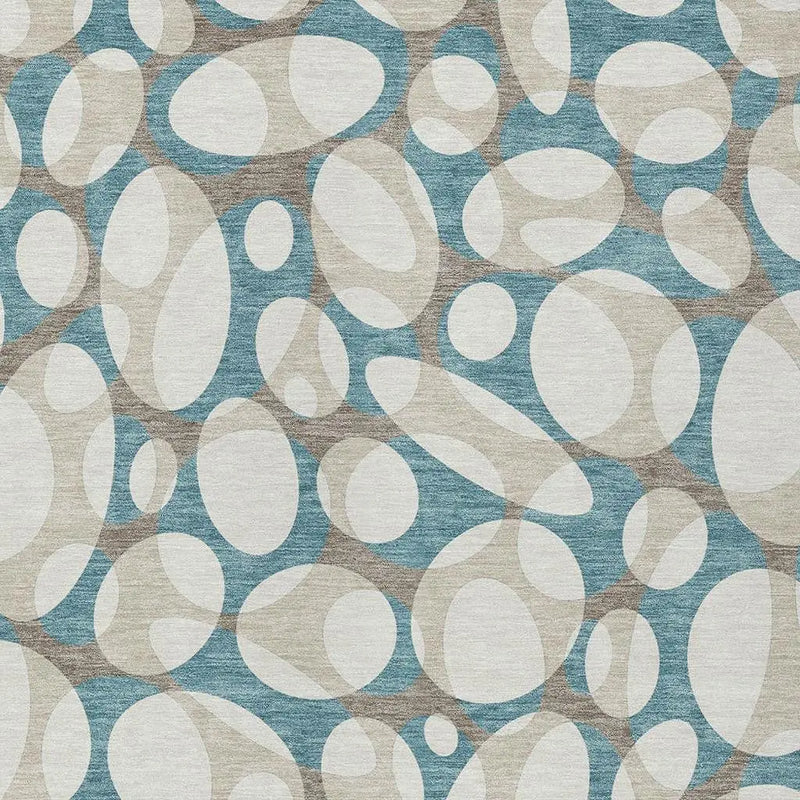 10' X 14' Teal Blue And Ivory Abstract Washable Indoor Outdoor Area Rug Homeroots Outdoor
