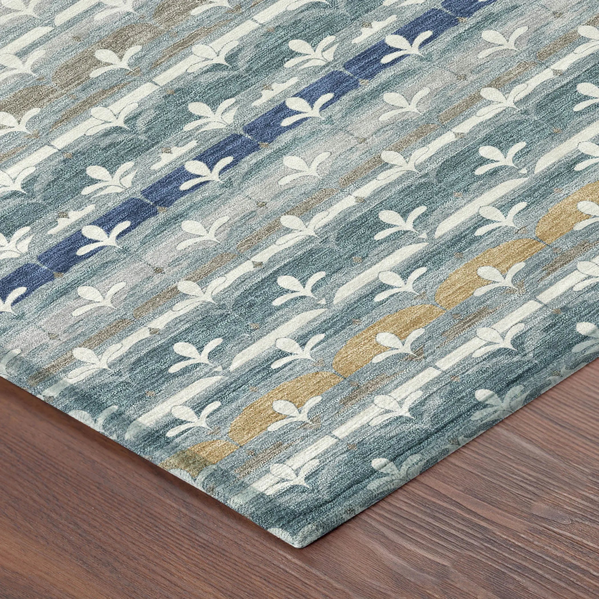 10' X 14' Teal Blue And Ivory Damask Washable Indoor Outdoor Area Rug Homeroots Outdoor