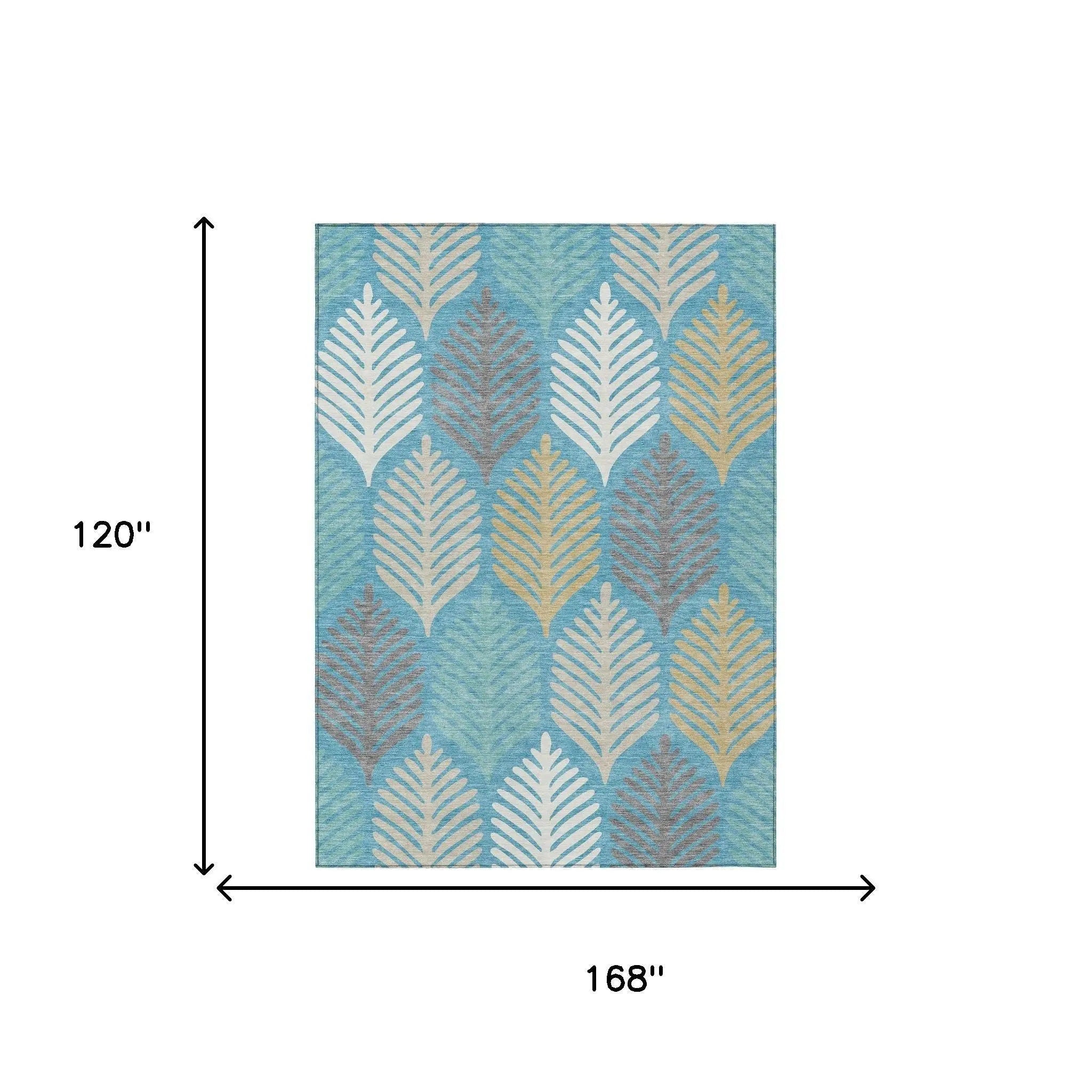 10' X 14' Teal Blue And Ivory Floral Washable Indoor Outdoor Area Rug Homeroots Outdoor