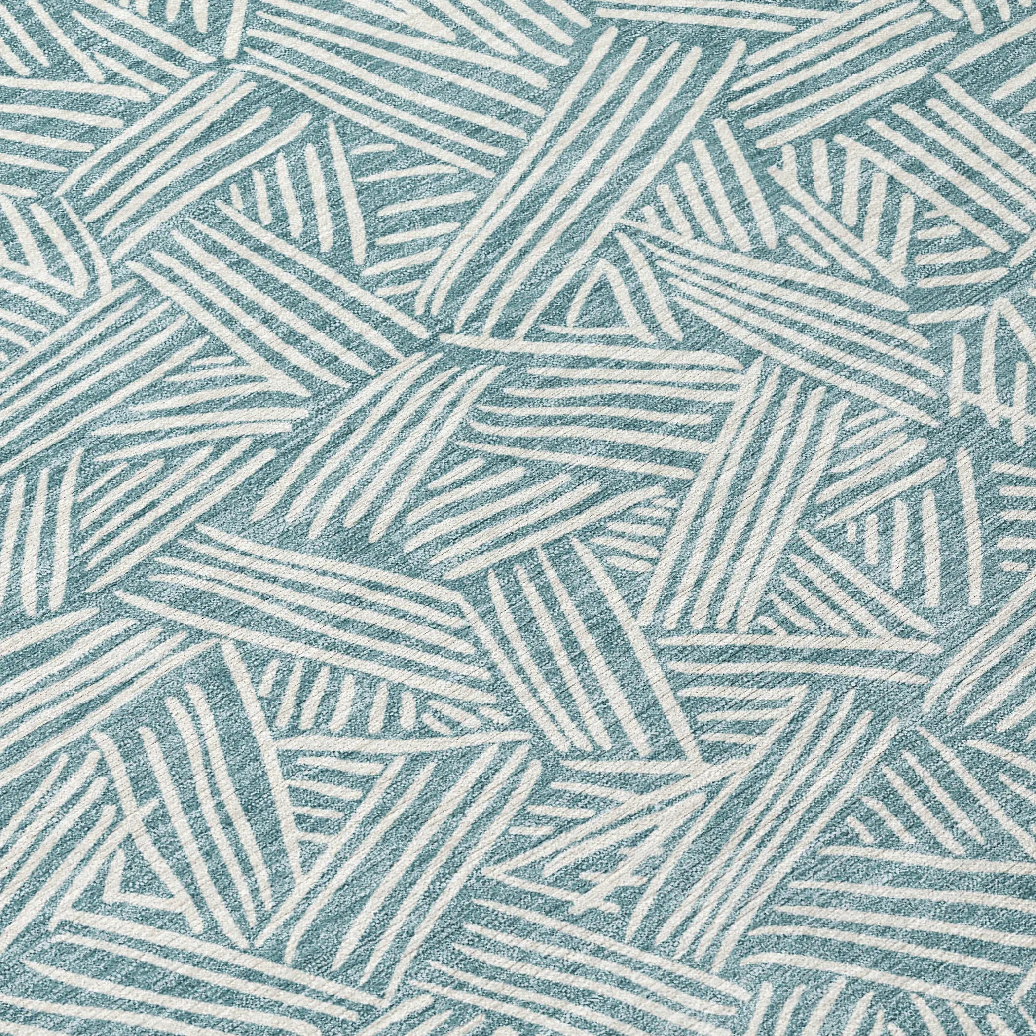10' X 14' Teal Blue And Ivory Geometric Washable Indoor Outdoor Area Rug Homeroots Outdoor