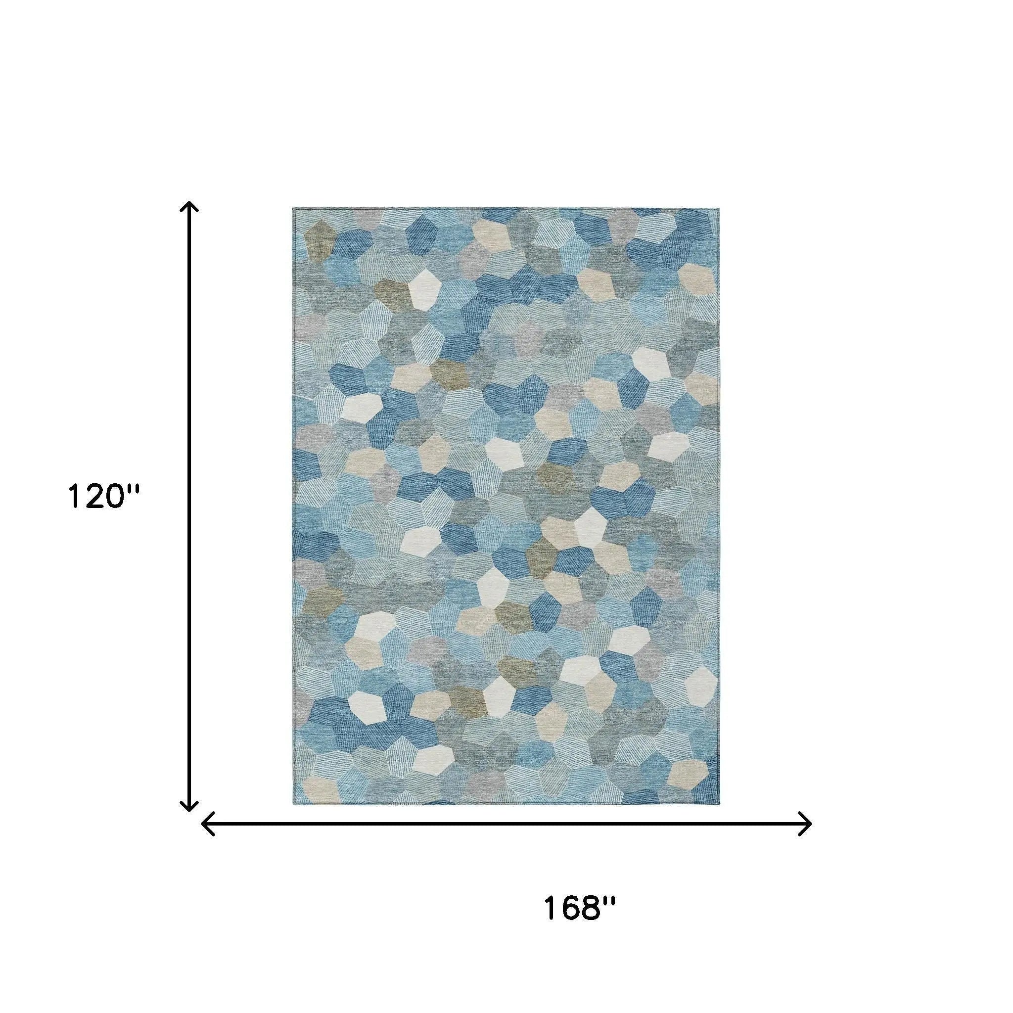 10' X 14' Teal Blue And Ivory Geometric Washable Indoor Outdoor Area Rug Homeroots Outdoor