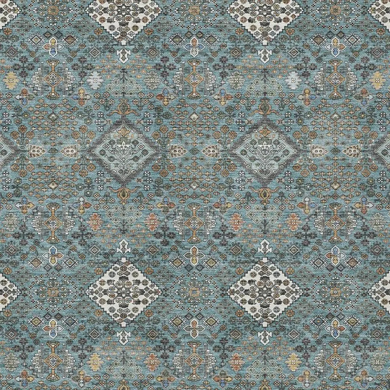 10' X 14' Teal Blue And Ivory Geometric Washable Indoor Outdoor Area Rug Homeroots Outdoor