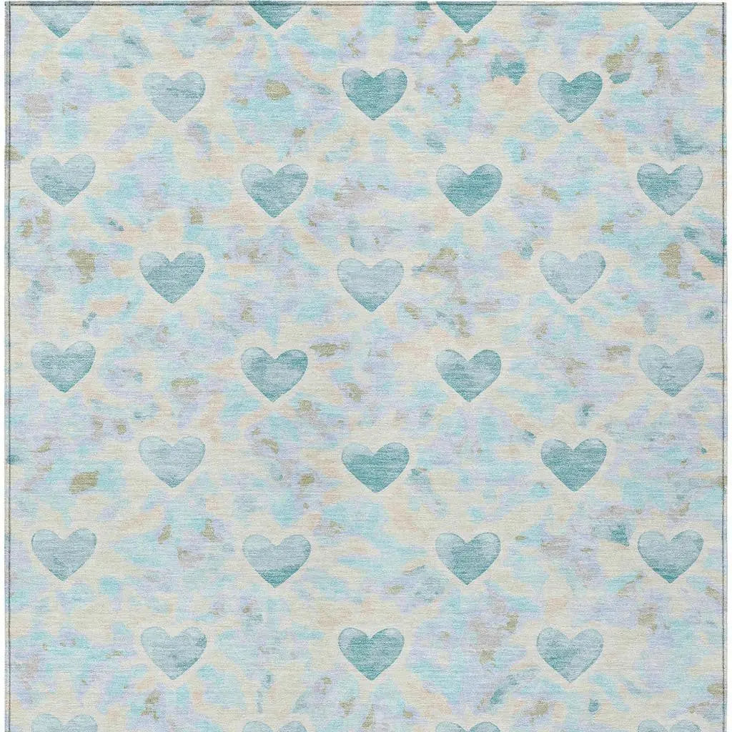 10' X 14' Teal Blue And Ivory Geometric Washable Indoor Outdoor Area Rug Homeroots Outdoor